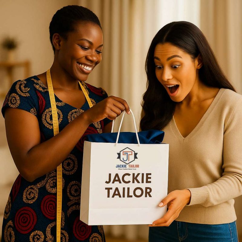 Stunning African woman delivering a Jackie Tailor bag